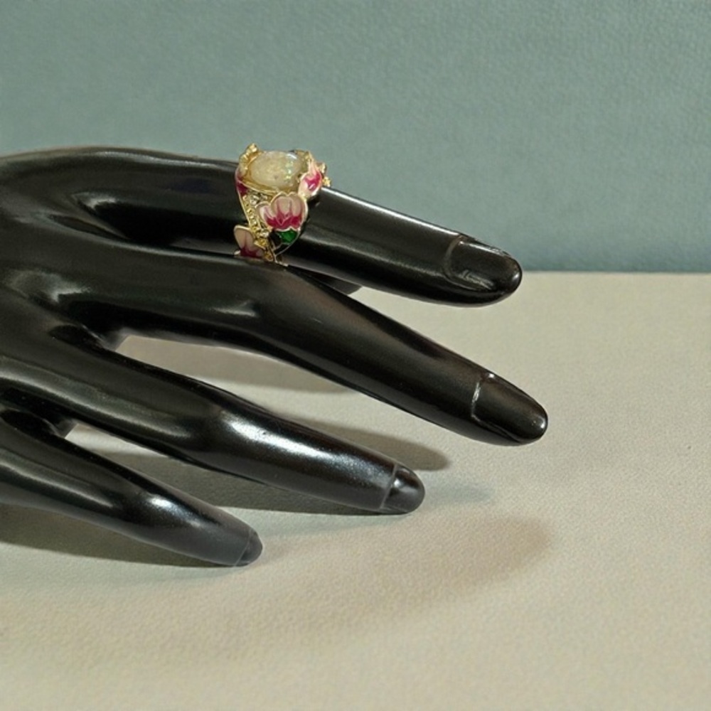 🫶🏻 Gold and Pink Floral Women's Ring - Picture 2 of 2